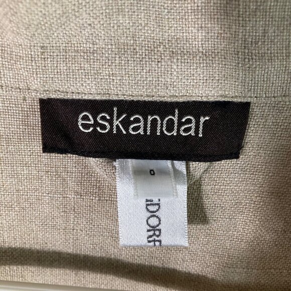 Womens Eskandar Open Linen Jacket Heavy Weight Lagenlook Tan Esk 0 US 6/8 - Picture 6 of 11